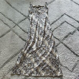 Paper Heart midi slip dress reptile print tan cream neutral xs